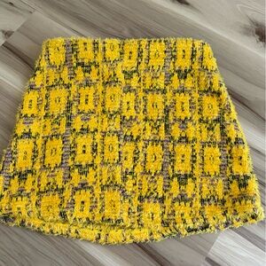 Zara Yellow and Black Textured Skirt
